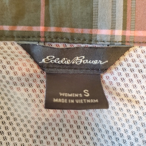 Eddie Bauer Olive/Pink Plaid Button Down - Picture 5 of 8